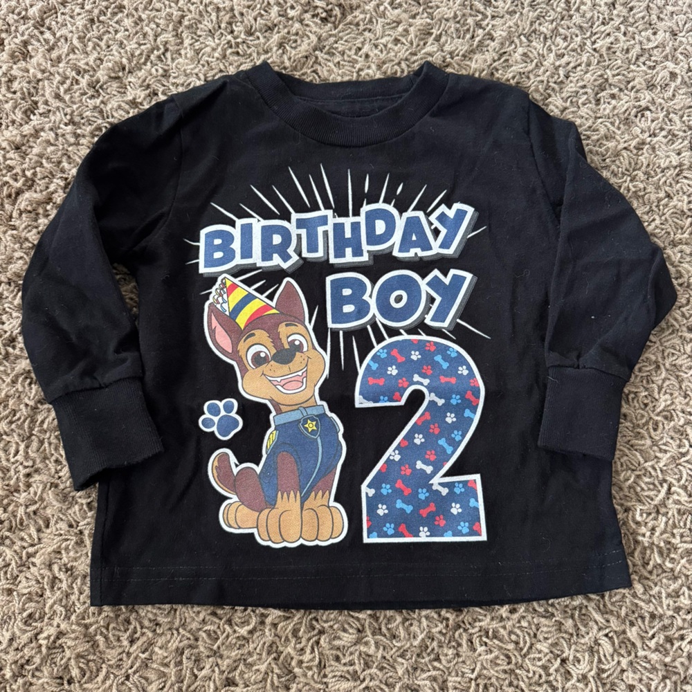 Birthday Boy 2 Black Paw Patrol Kids Shirt size 2T